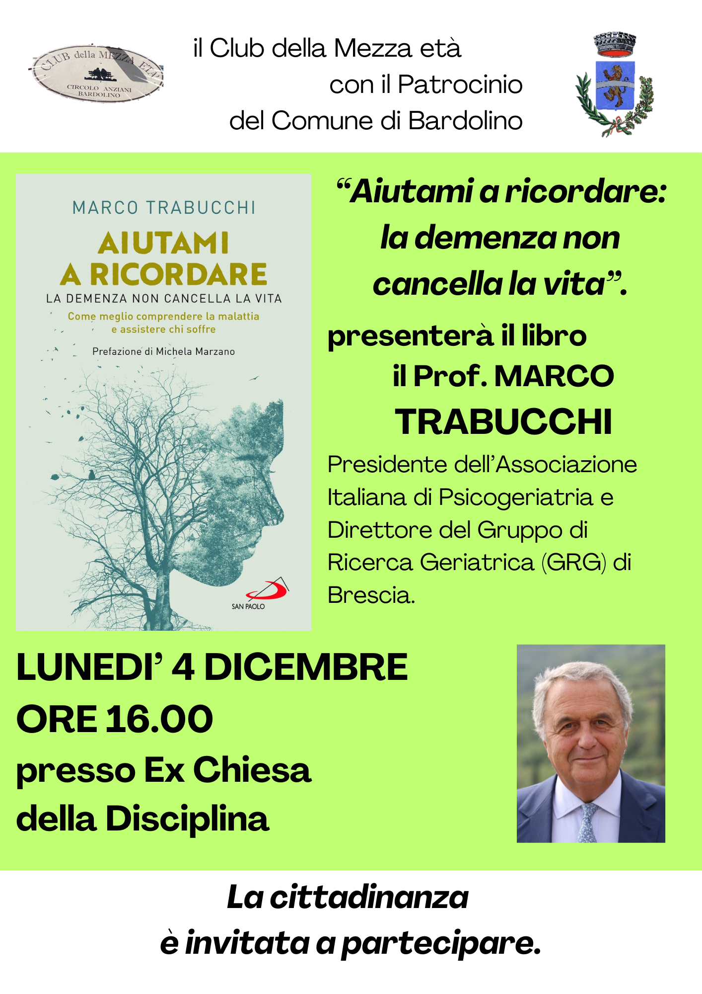 "Aiutami a ricordare": incontro col geriatra prof. Marco Trabucchi