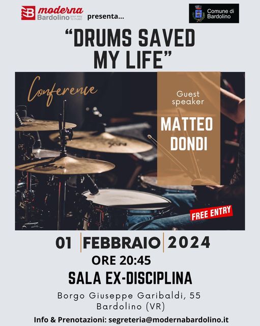 "Drums saved my life" conferenza con Matteo Dondi