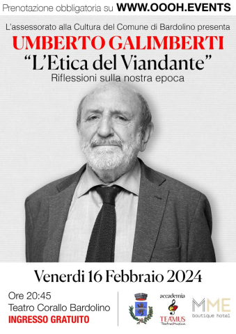 Umberto Galimberti sarà a Bardolino il 16 febbraio
